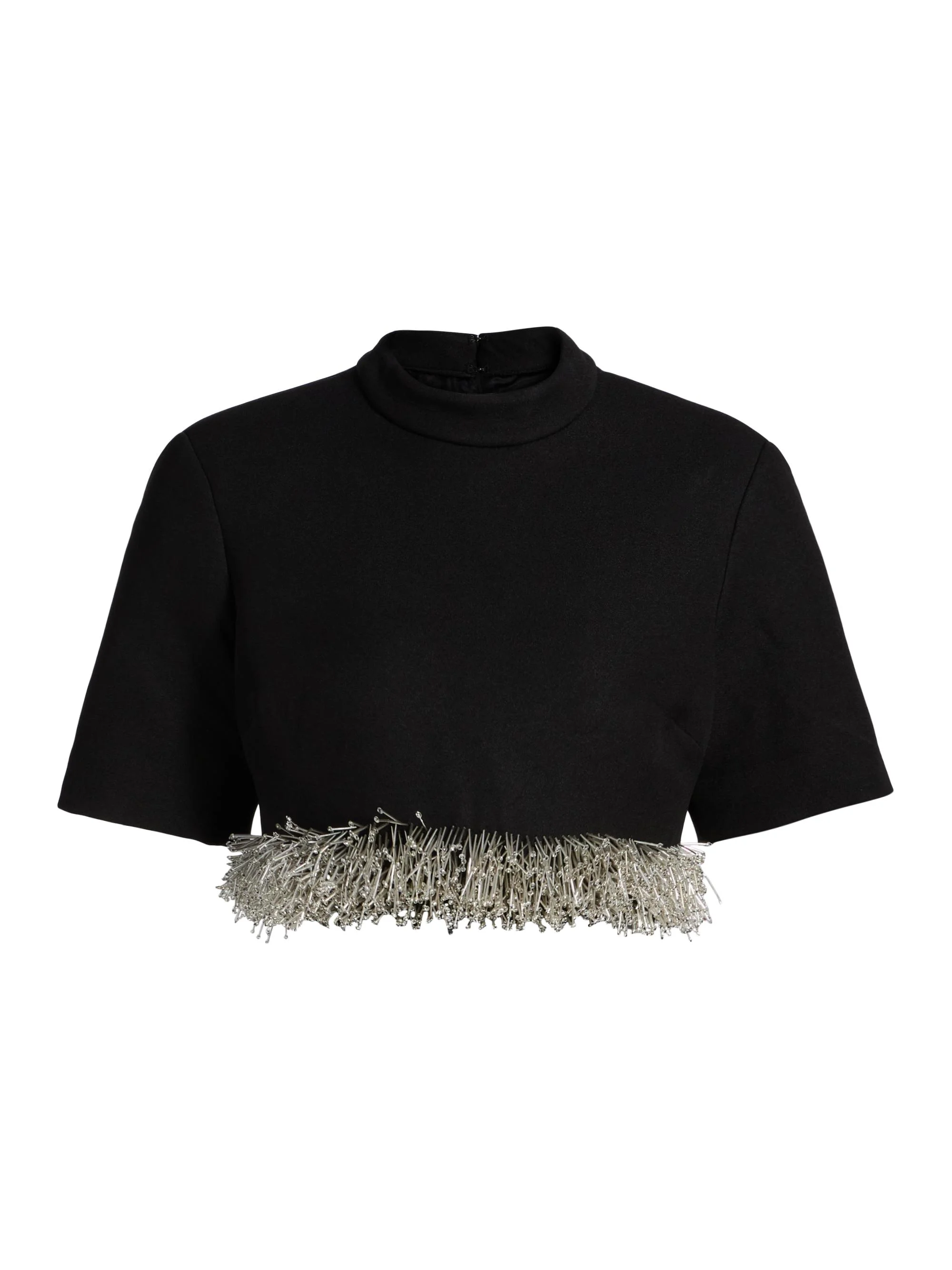 Women's Jalen Beaded Fringe Cropped Top - Black - 1