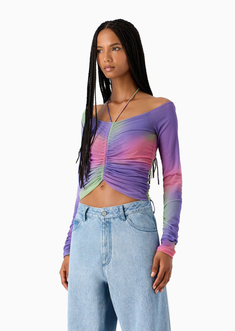 Emporio Armani Sustainability Values Capsule Collection camouflage print recycled mesh jumper 2