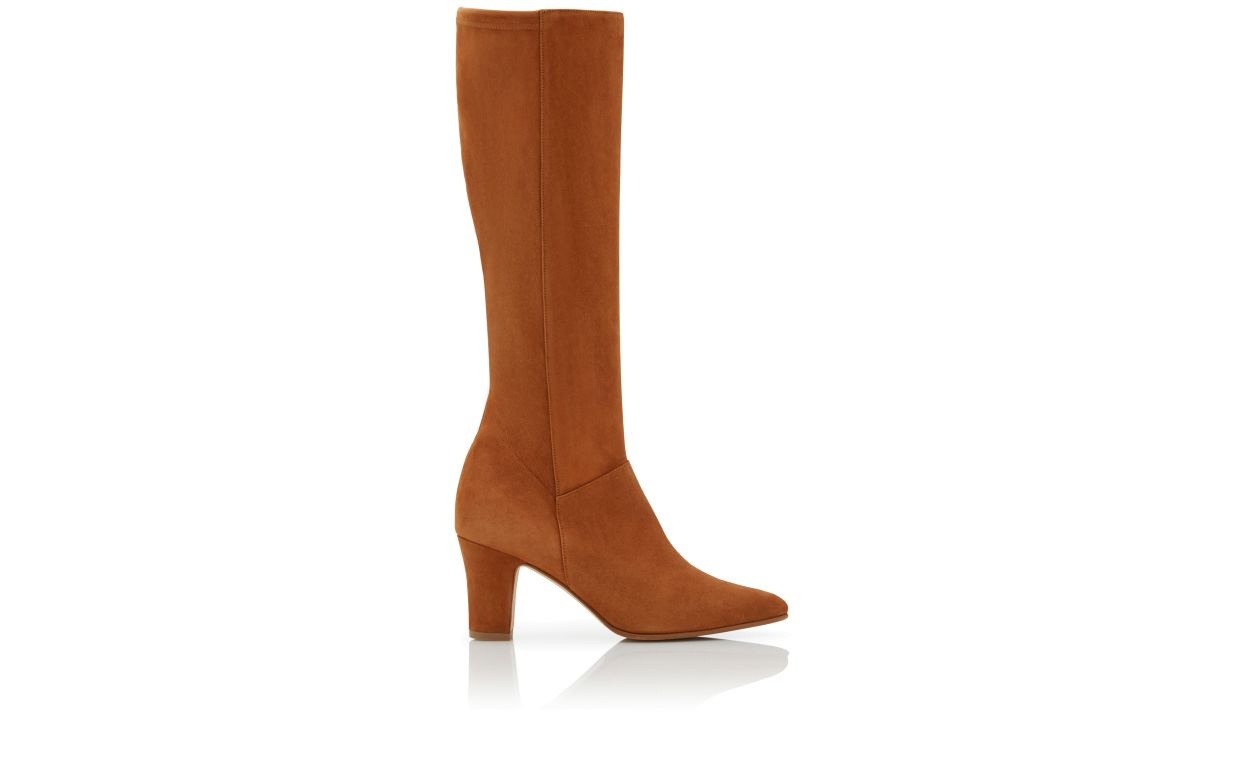 Brown Suede Knee High Boots - 1