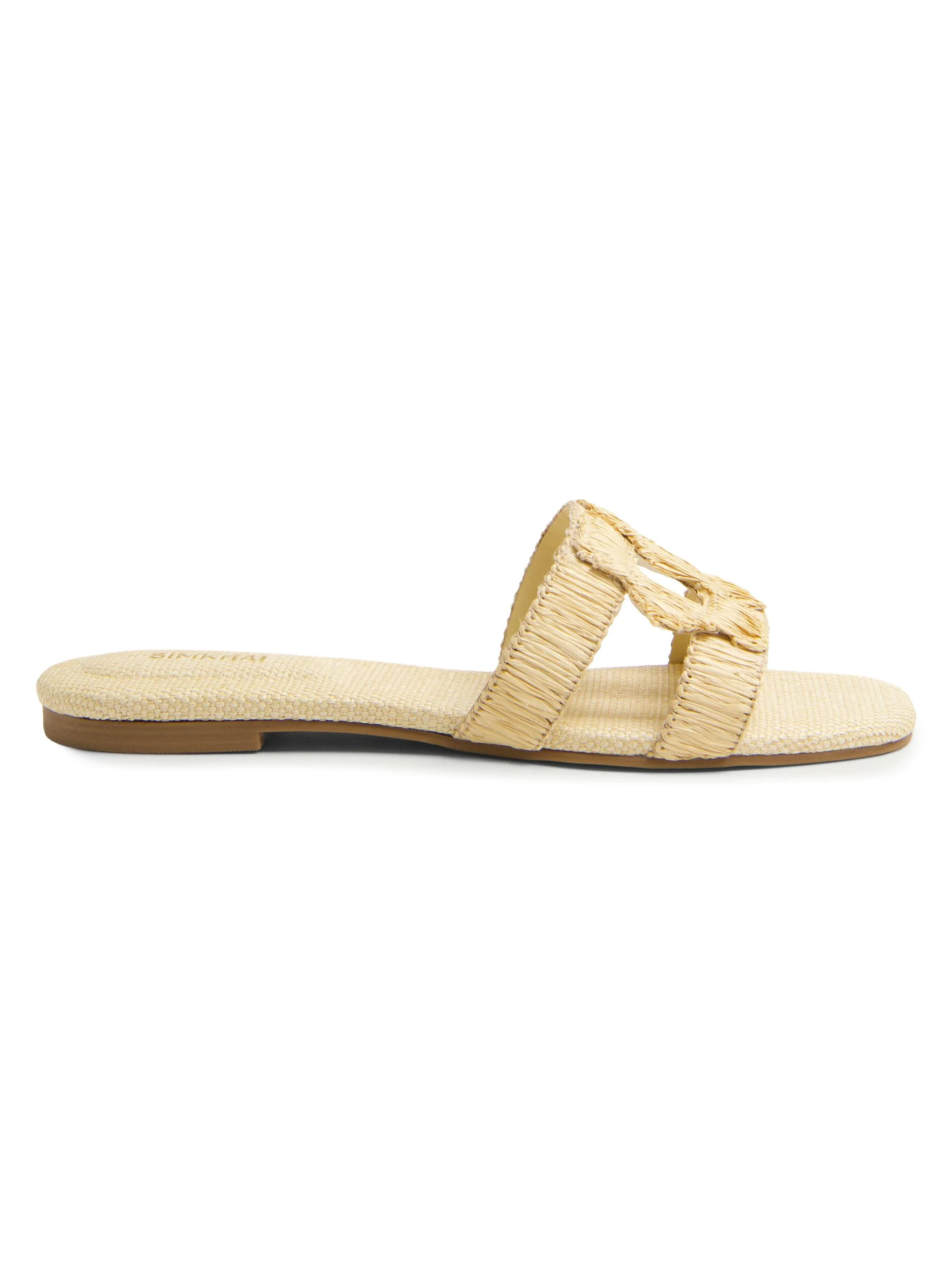 Women's Monogram Raffia Flat Sandals - Natural - 1