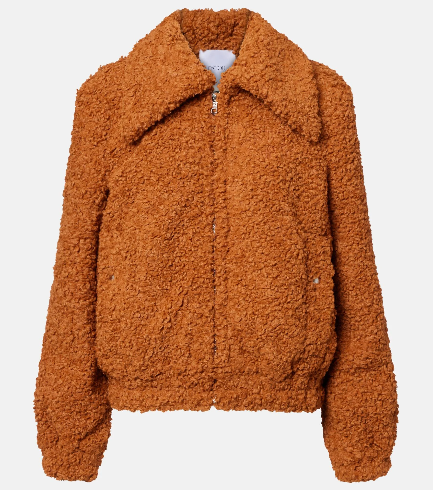 high-neck faux-fur bomber jacket - 1
