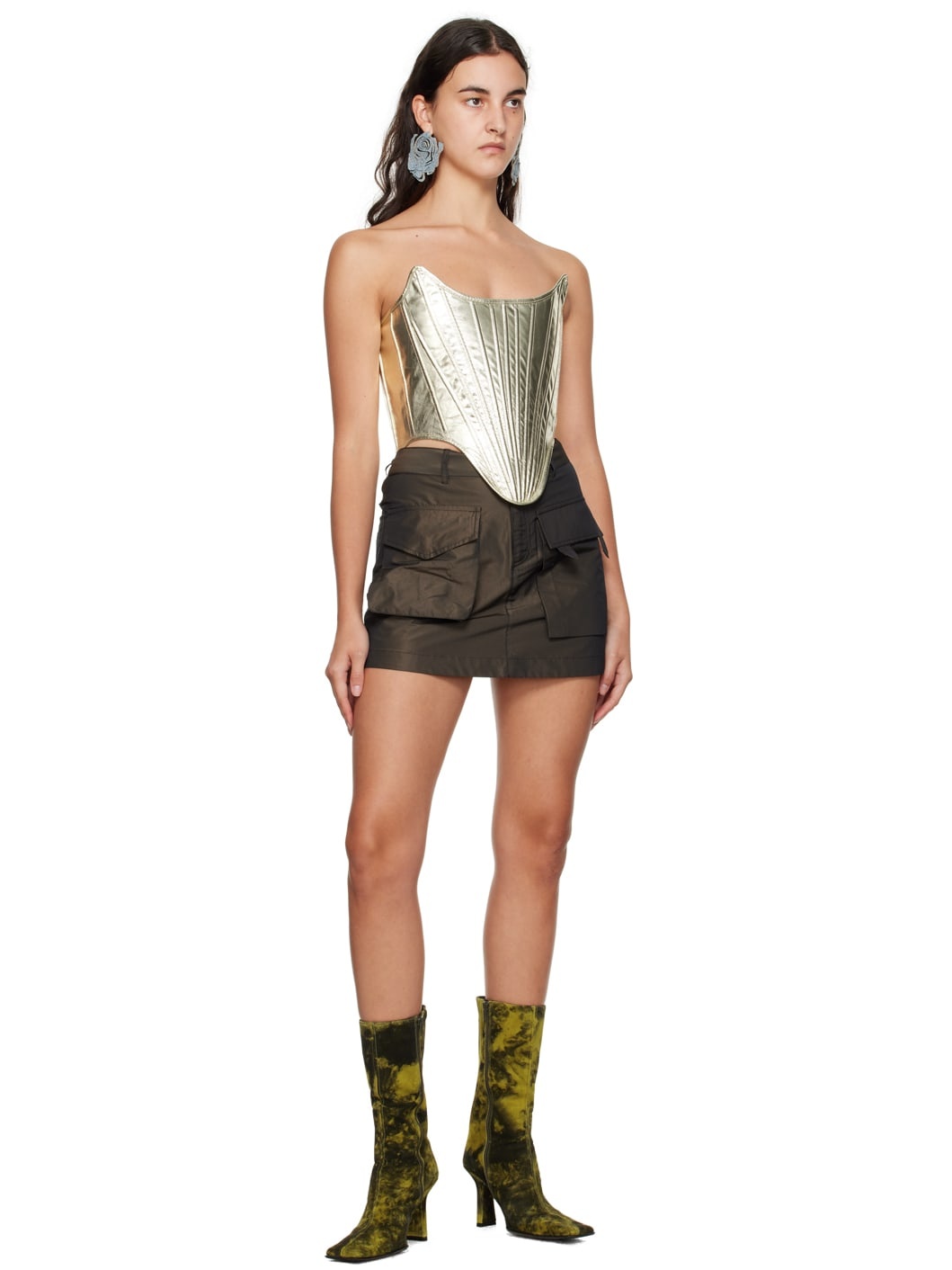 Brown Patch Pocket Miniskirt - 4