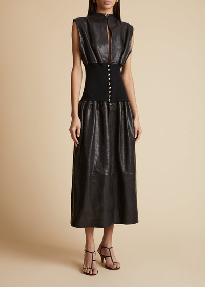 KHAITE The Uni Dress in Black Leather outlook