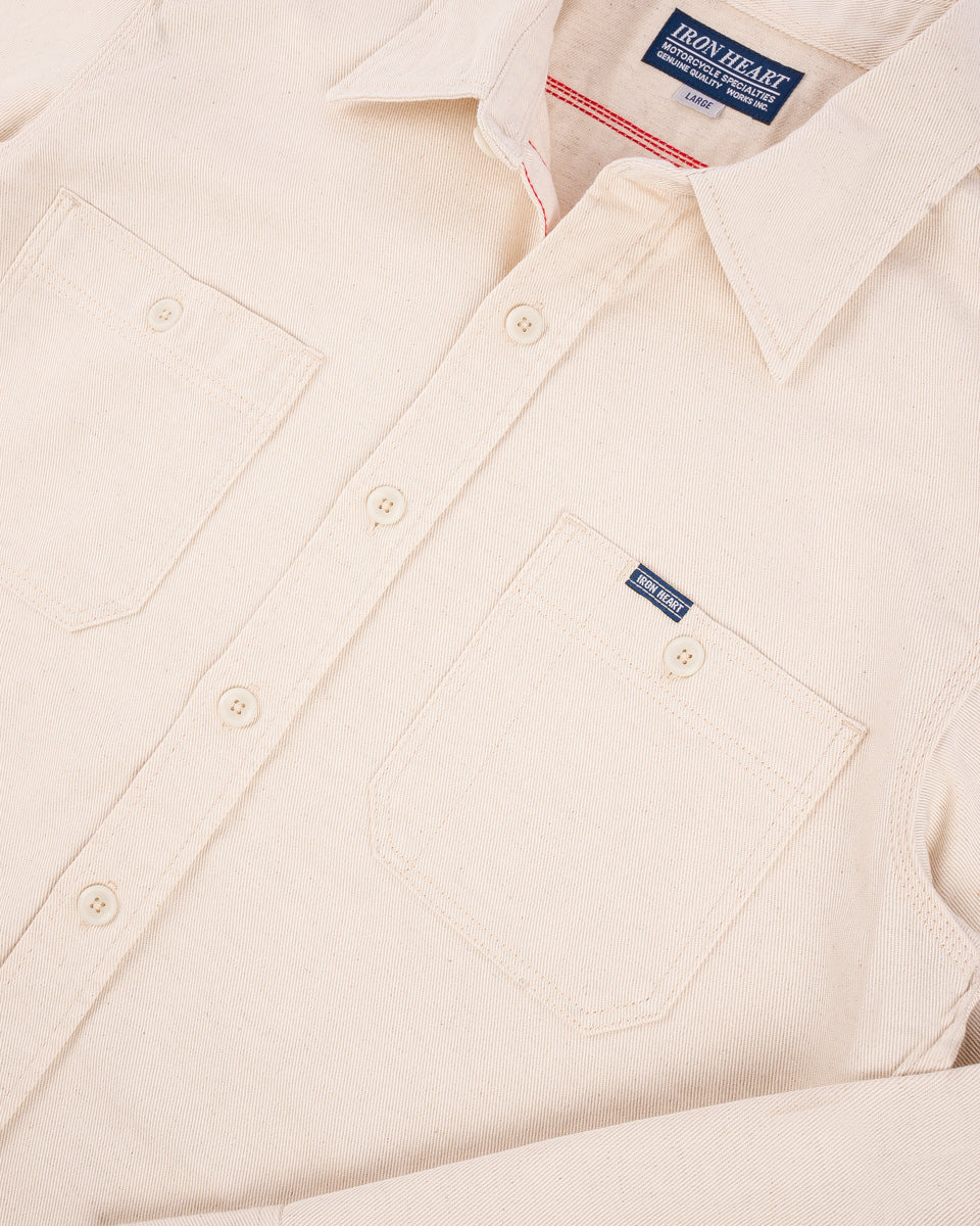 IHSH-414-WHT 9oz Cotton Linen Work Shirt - Off White - 7