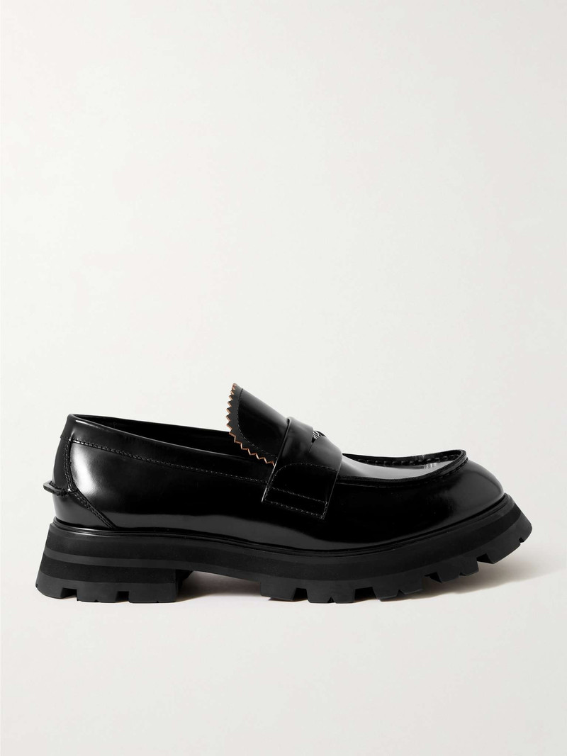 Embellished Polished-Leather Penny Loafers - 1