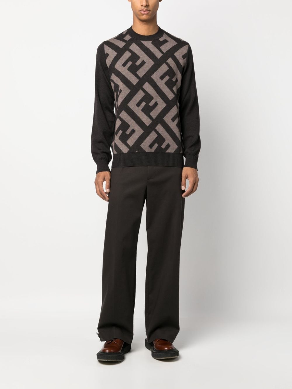 monogram-pattern wool jumper - 2