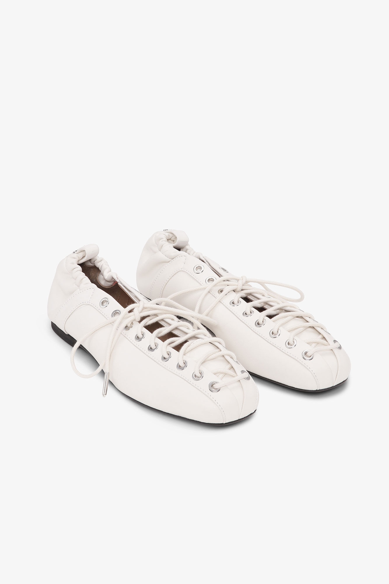 OFF-WHITE EYELETS LACE UP BALLERINAS - 2