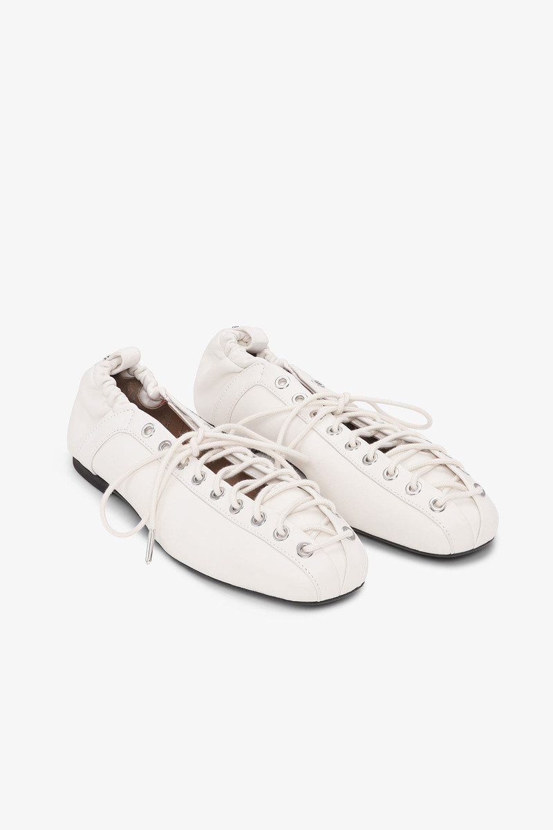 GANNI OFF-WHITE EYELETS LACE UP BALLERINAS outlook
