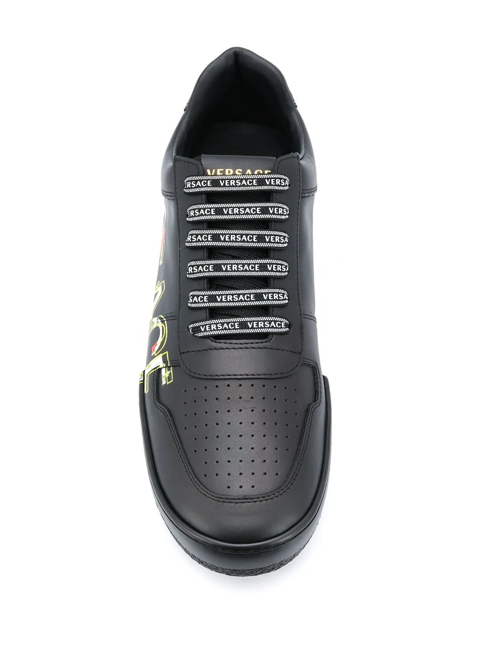 logo printed leather sneakers - 4