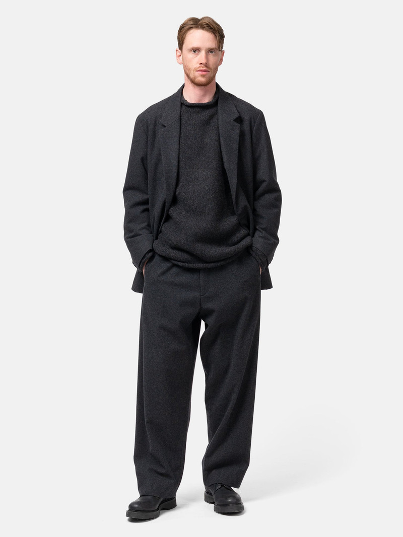 A.PRESSE Wool Flannel Wide Trousers Charcoal outlook