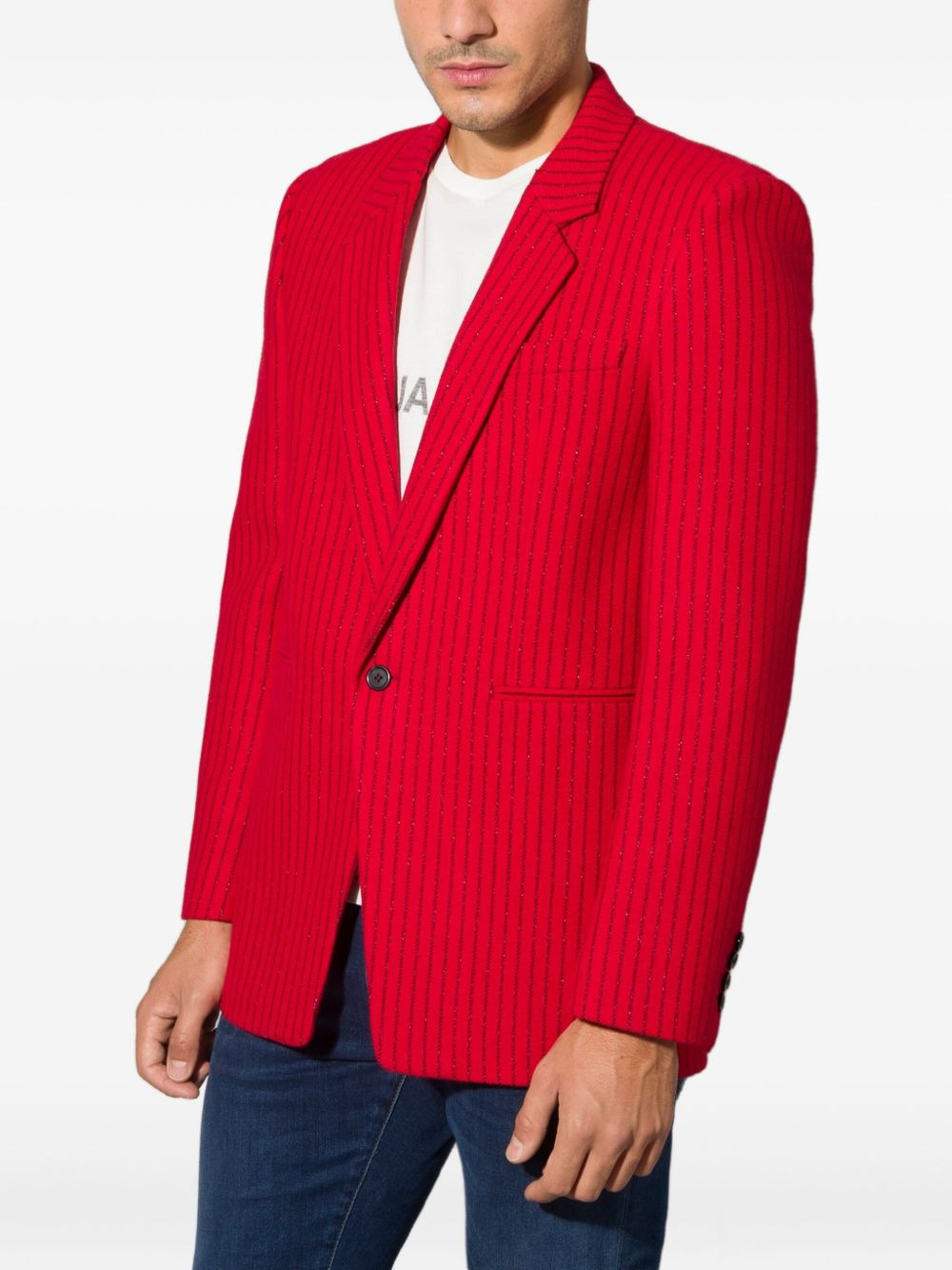pinstripe-pattern single-breasted blazer - 3