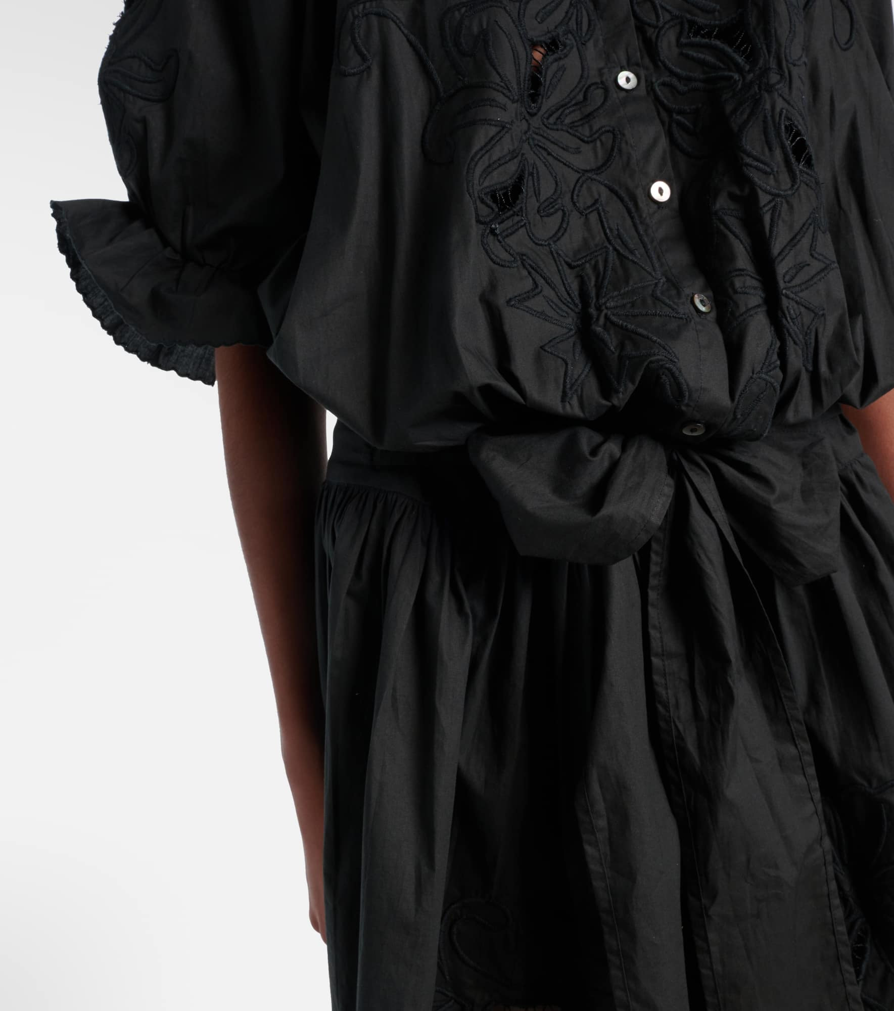Embroidered cotton poplin minidress - 5