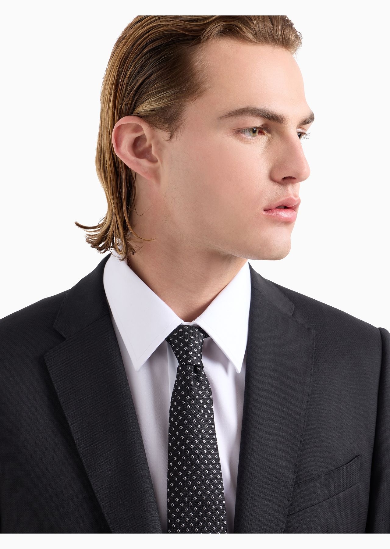 Pure silk tie with jacquard micro-check - 3