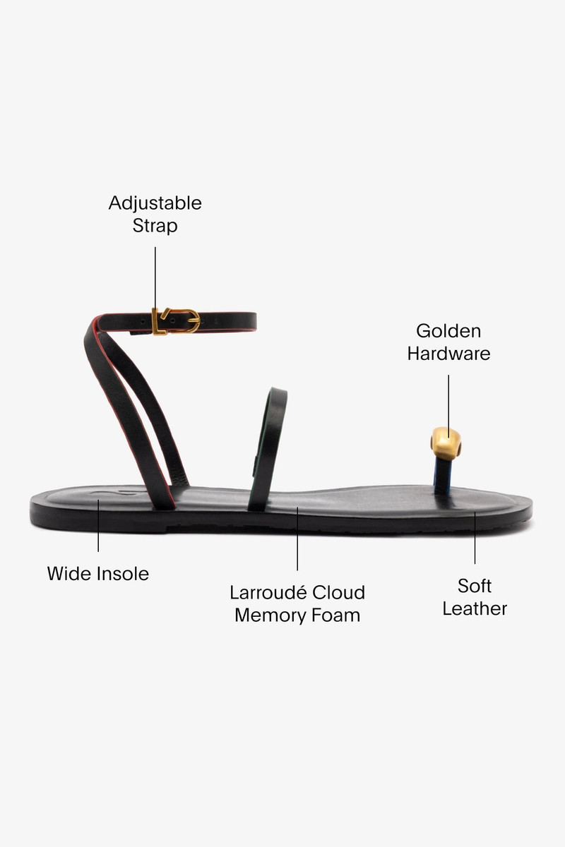 Biarritz Flat Sandal In Black Leather 5