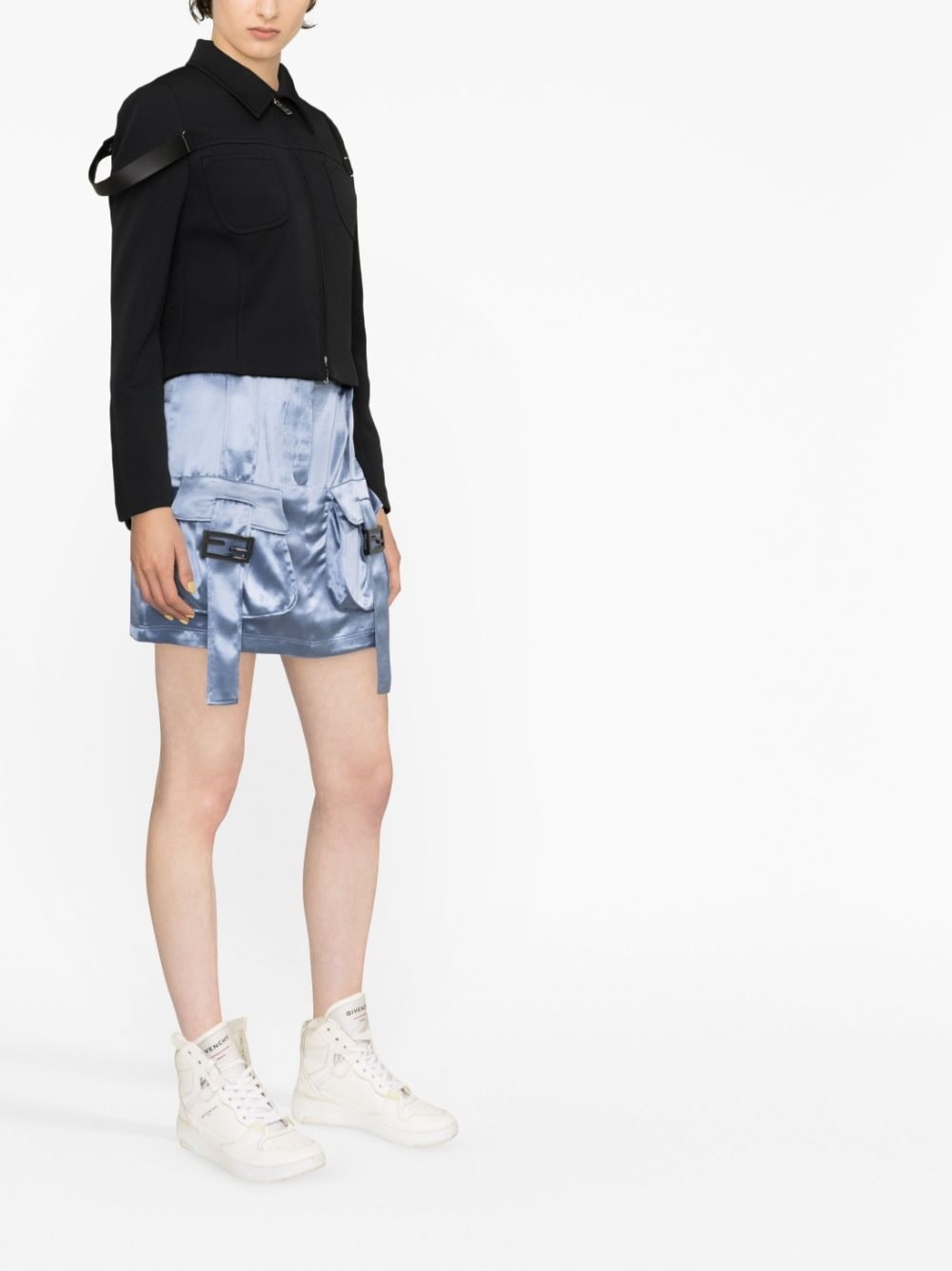 cargo pockets satin mini skirt - 4