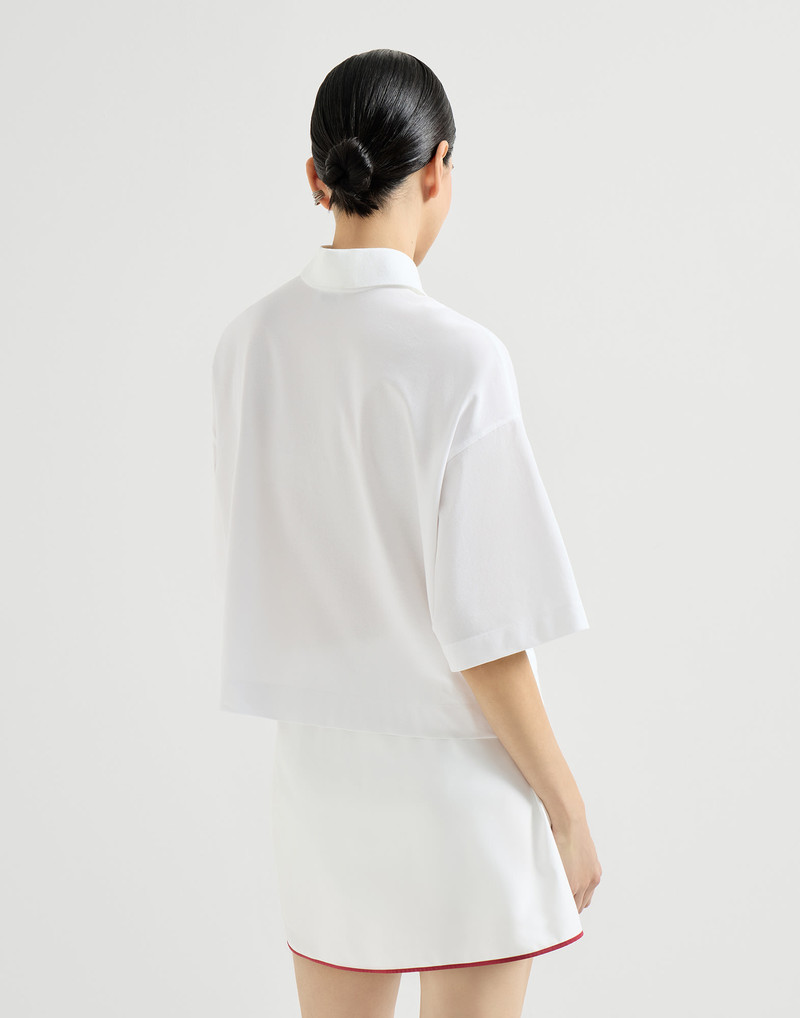 Stretch cotton piqué polo shirt with logo 3