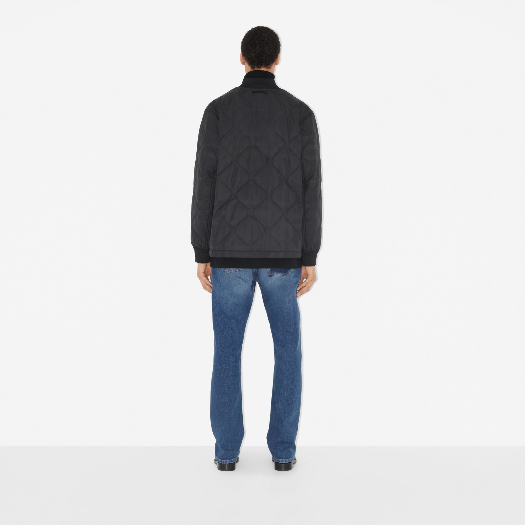 Quilted Check Nylon Bomber Jacket - 4