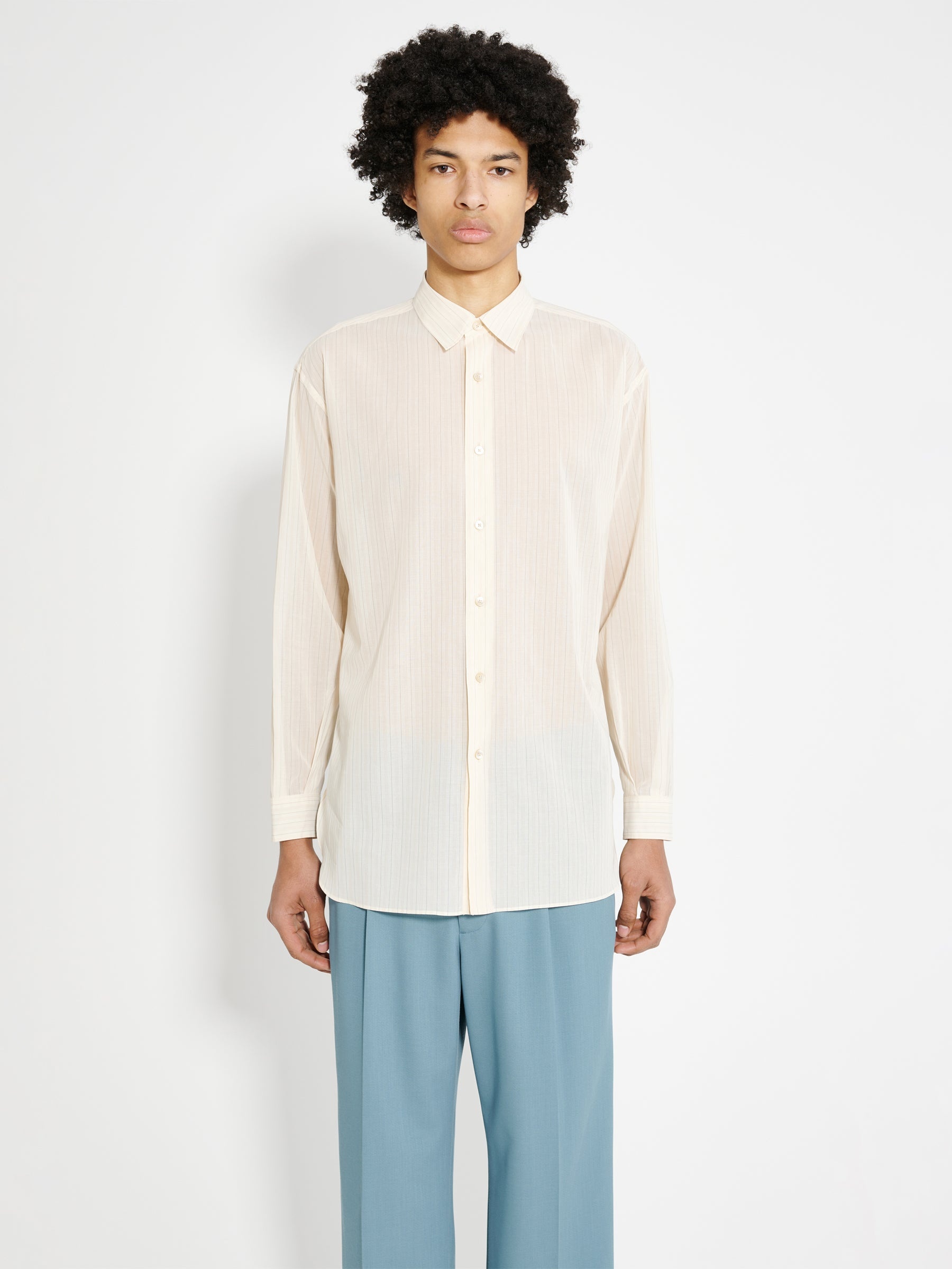 AURALEE AURALEE HARD TWIST FINX ORGANDY STRIPE SHIRT LIGHT