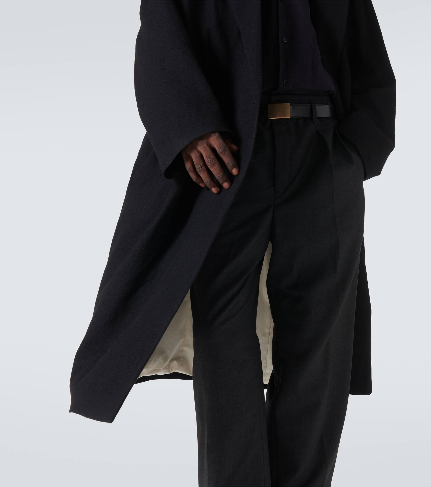 Oversized virgin wool twill overcoat - 6