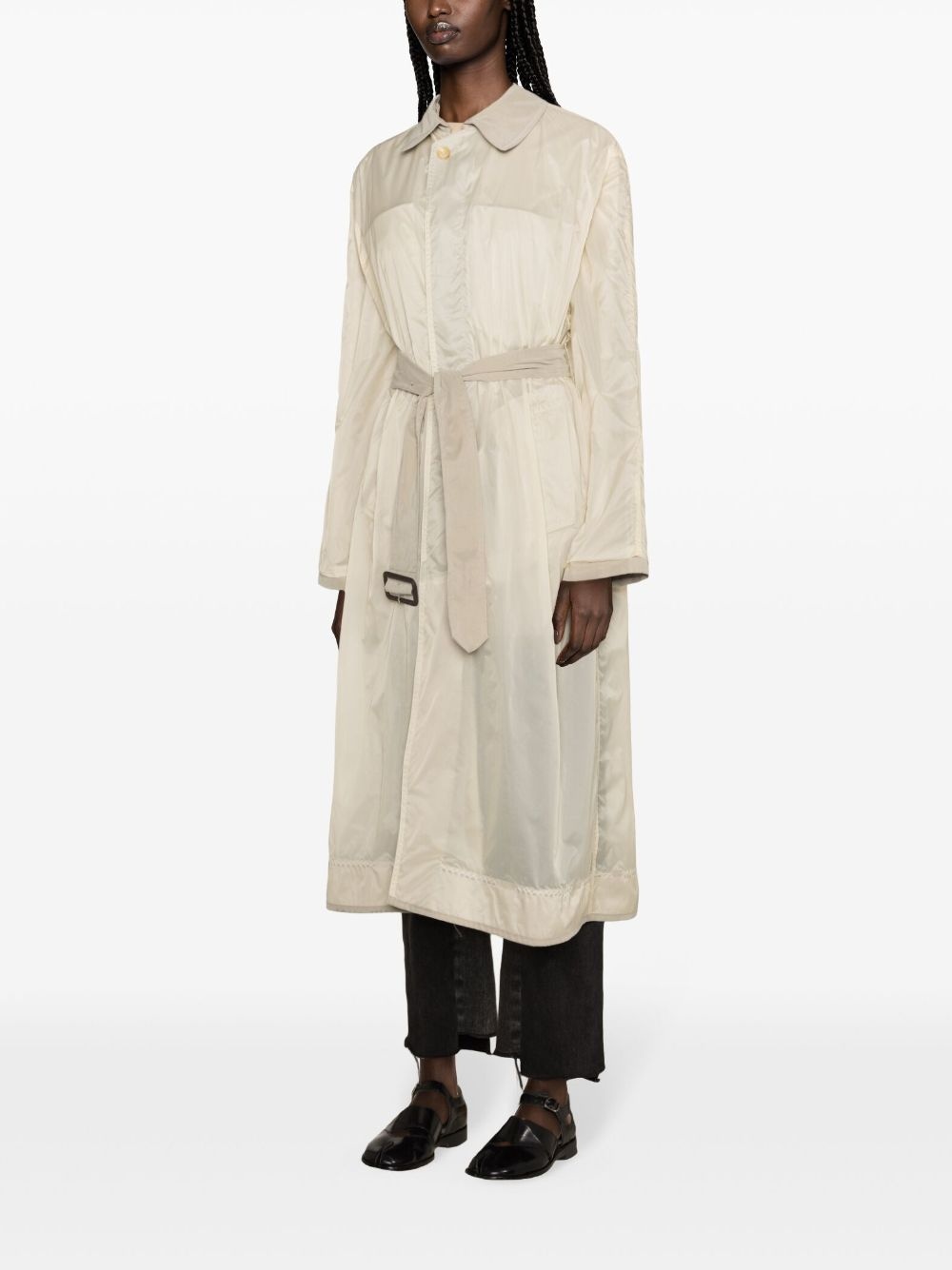 belted panelled trench coat - 3