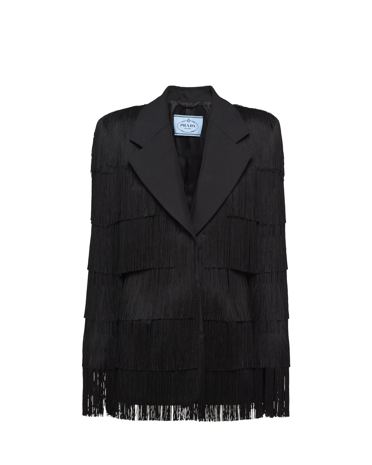 Single-breasted panama mohair jacket with fringe - 1