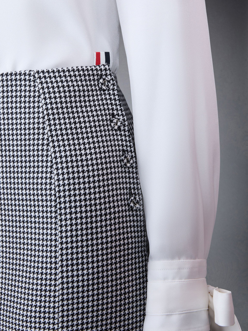 Houndstooth Heavy Wool Suiting Floor Length 4-Vent Skirt 5