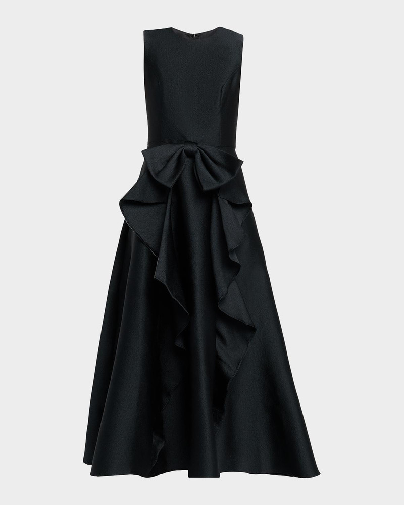 Leo Bow-Front Pebble Mikado Maxi Dress 1