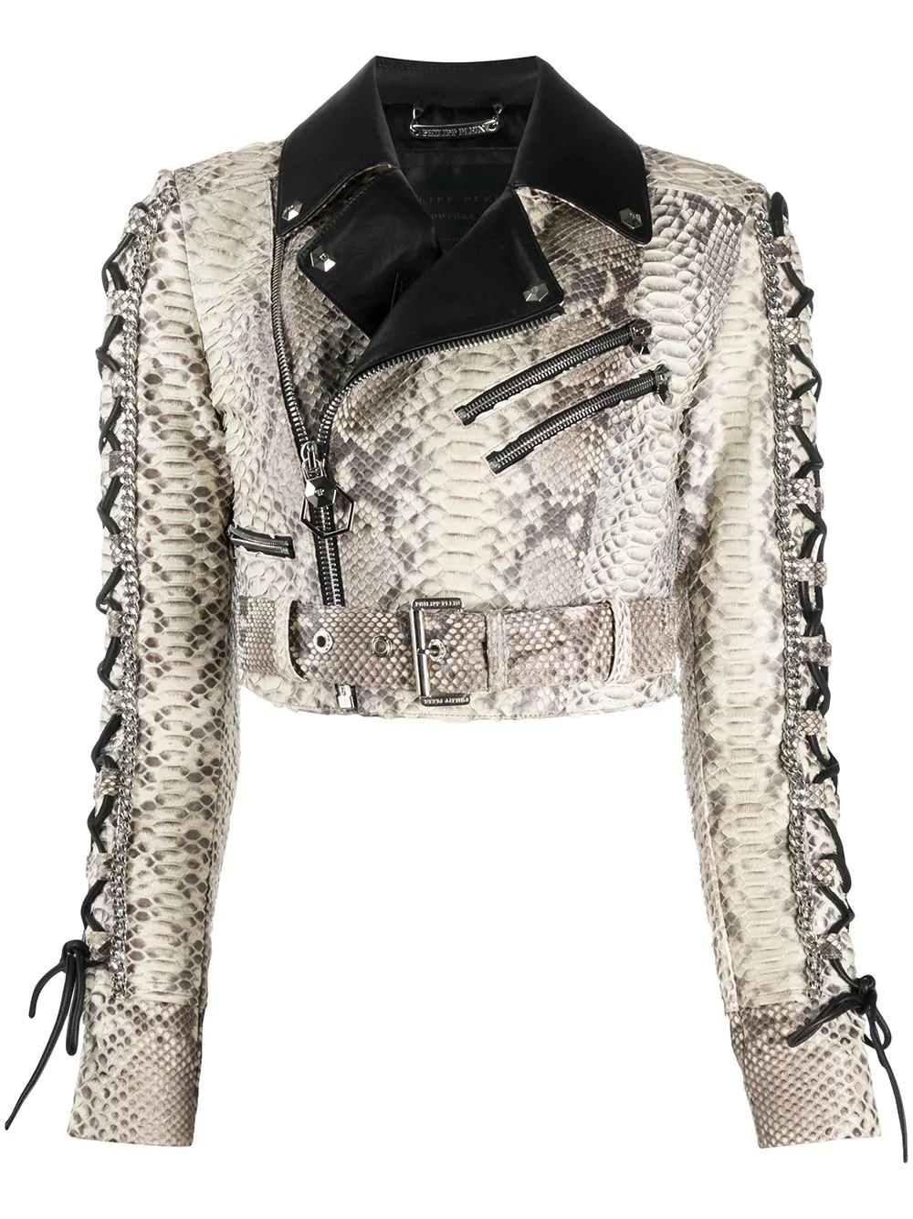 cropped biker jacket - 1