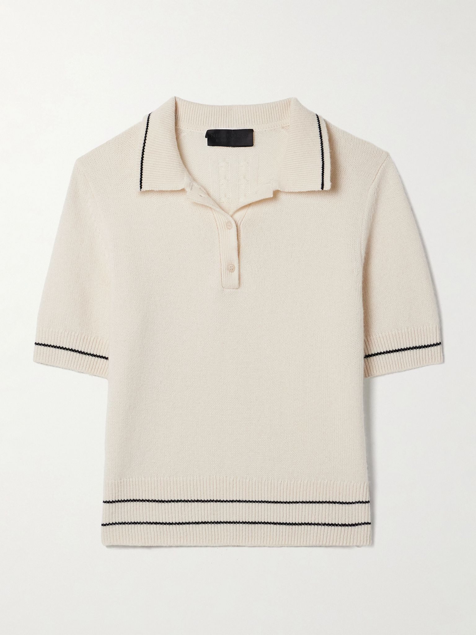 Carline striped cashmere polo sweater Ivory - 1