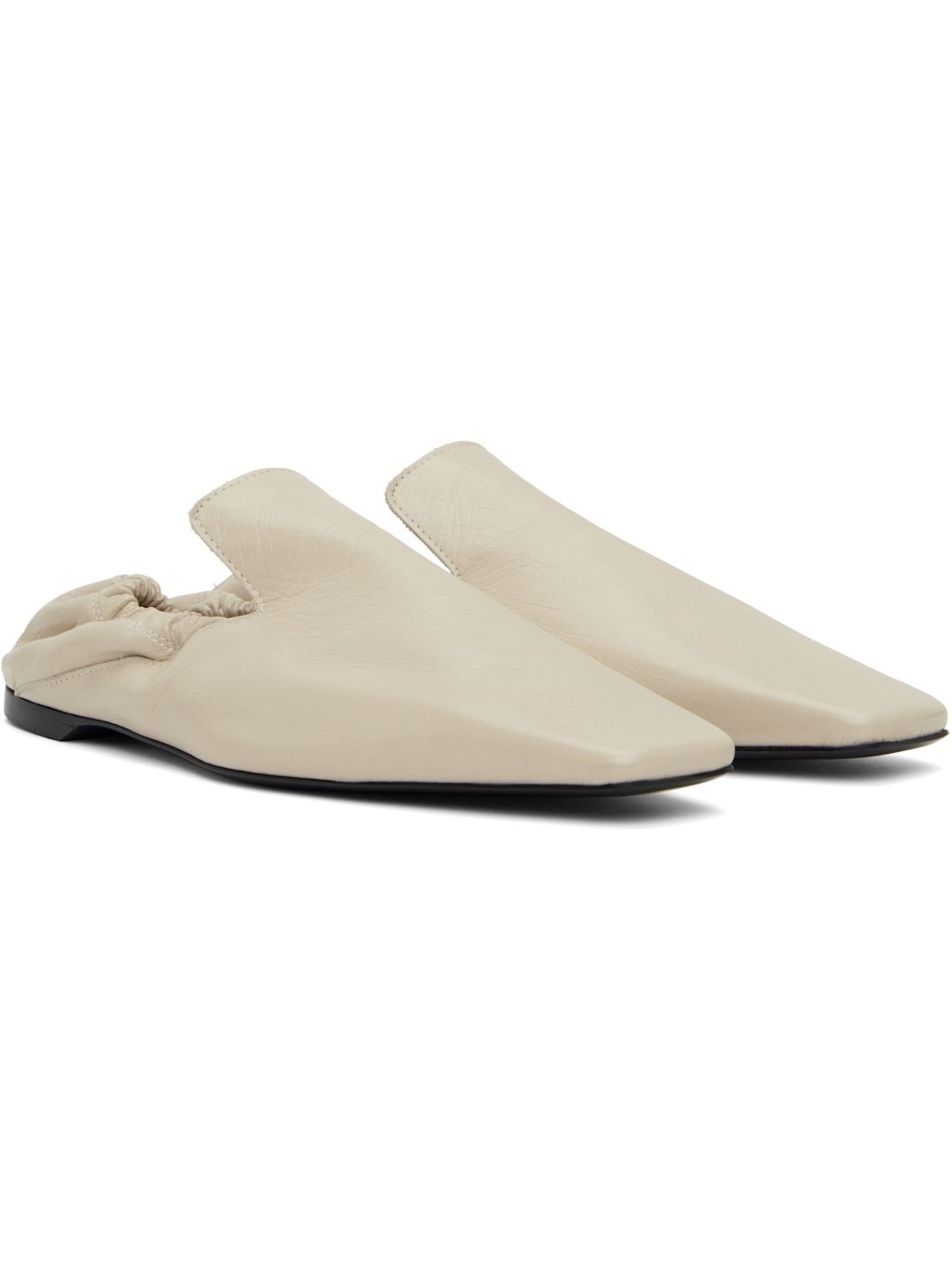 Beige Elastic Back Loafers - 4