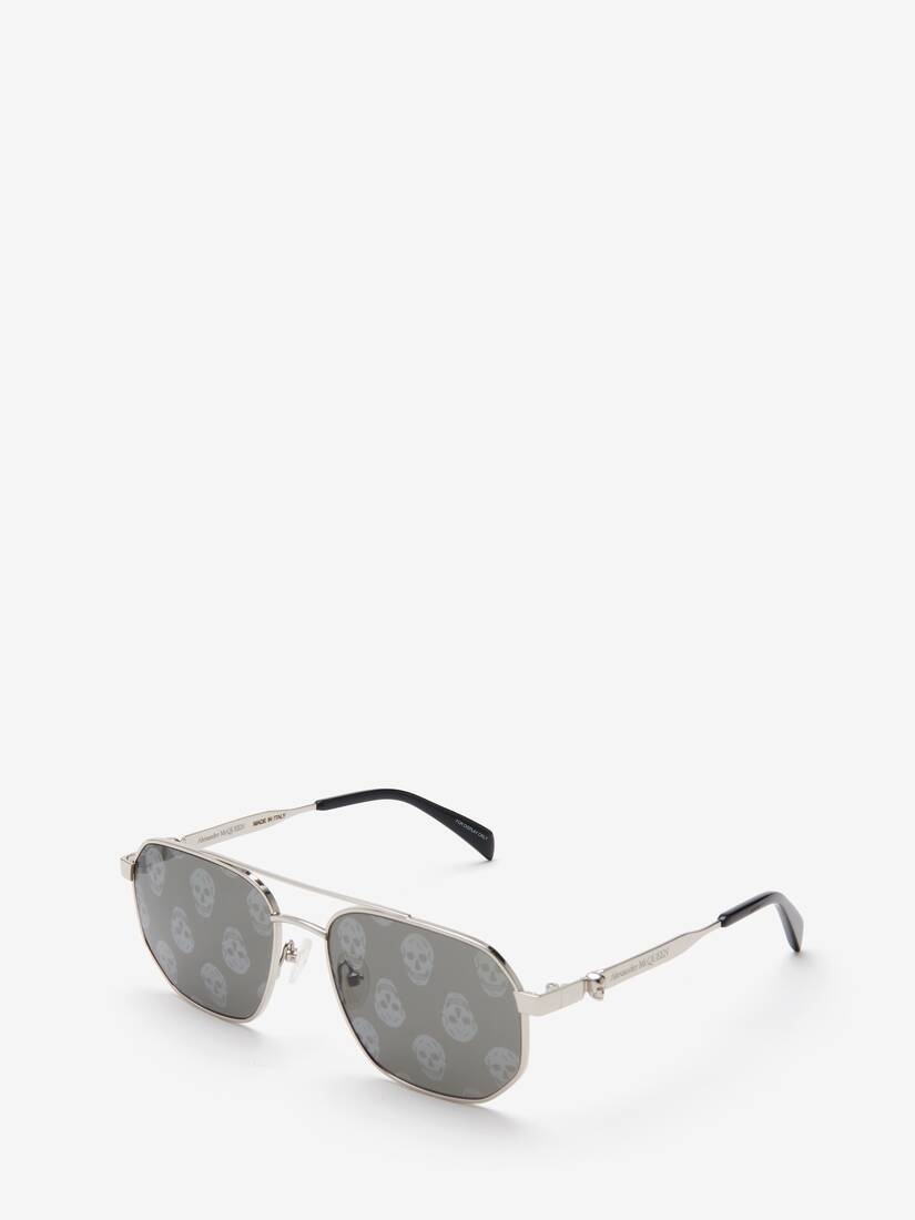 Men's Floating Skull Metal Caravan Sunglasses in Silver - 3