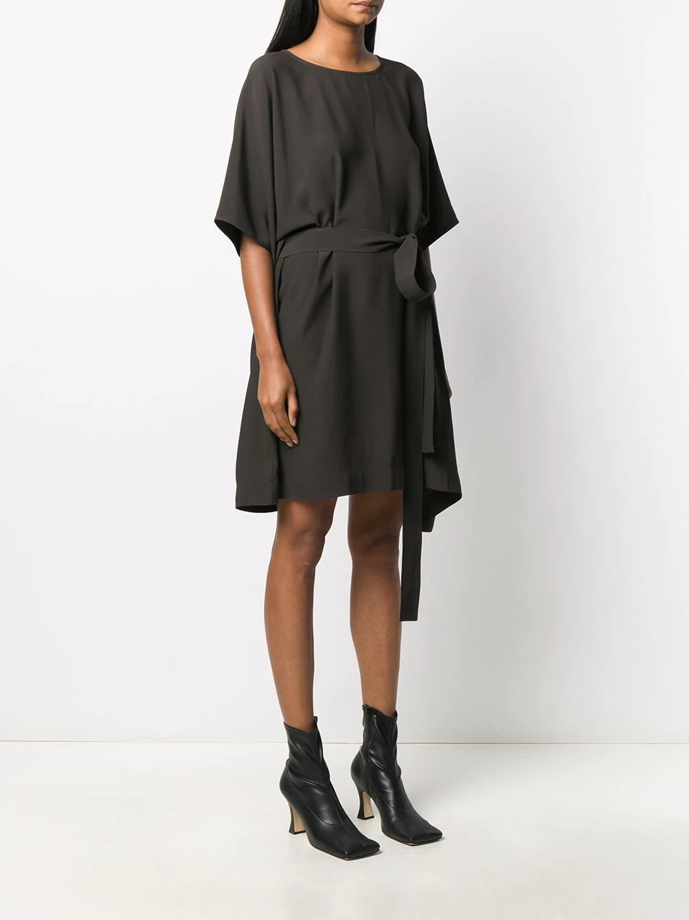 self-tie draped T-shirt dress - 3