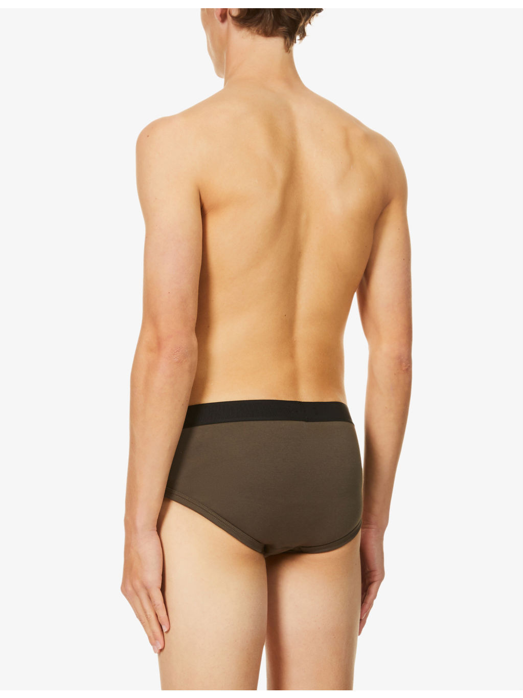 Branded-waistband fitted stretch-cotton briefs - 3