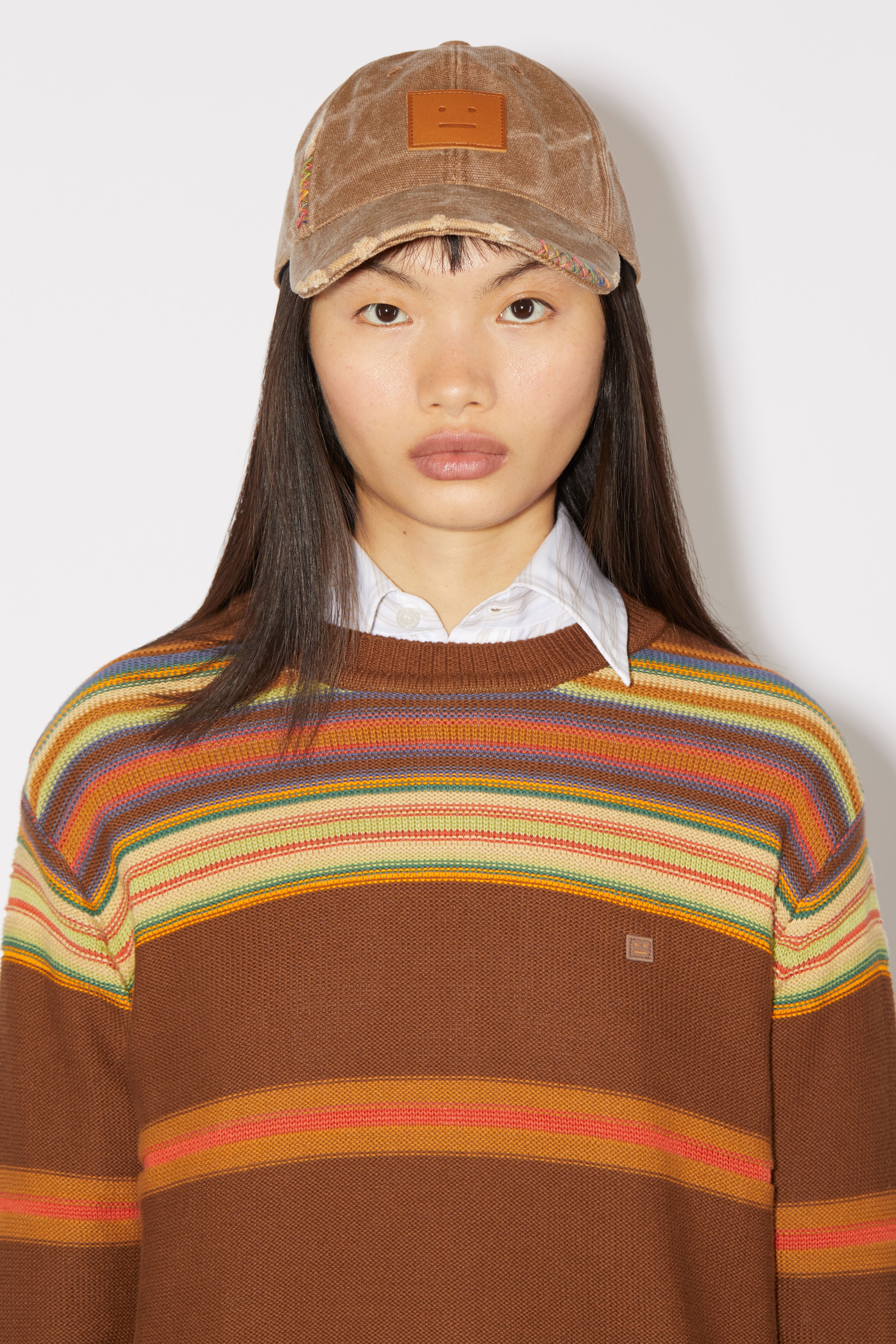 Crew neck knit jumper - Cinnamon brown/multi - 5