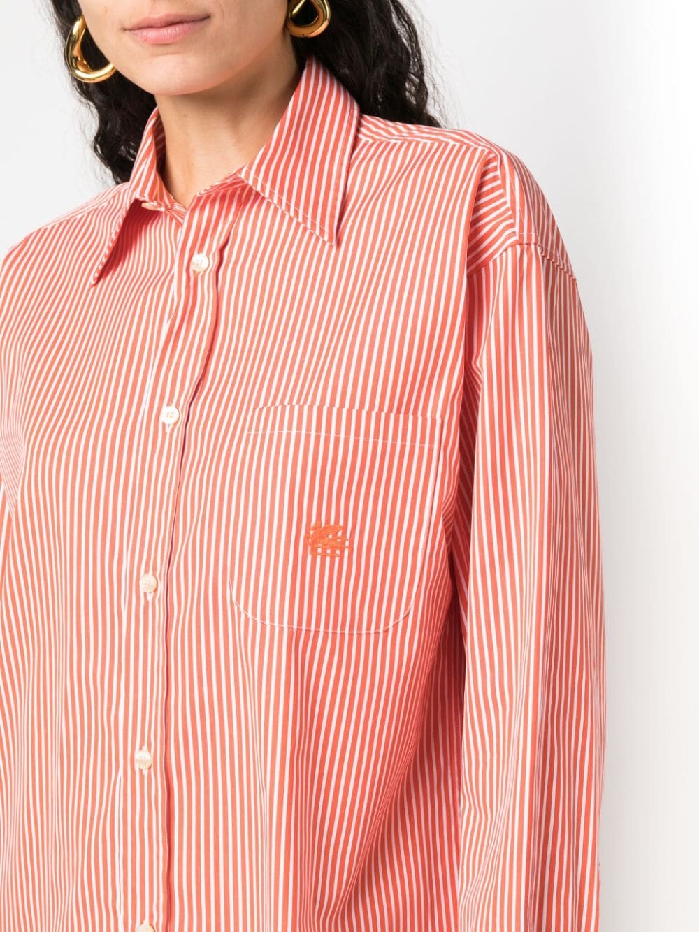 striped logo-embroidered cotton shirt - 5