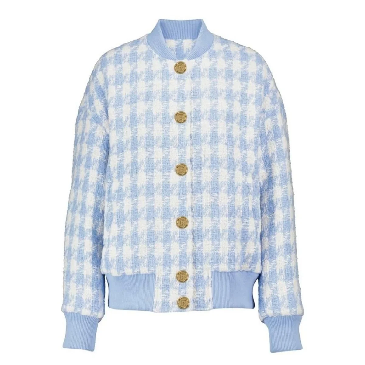 Houndstooth Cotton-blend Tweed Bomber Jacket - 1
