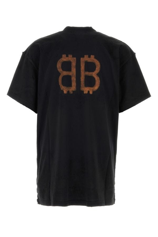 BALENCIAGA Charcoal cotton oversize t-shirt