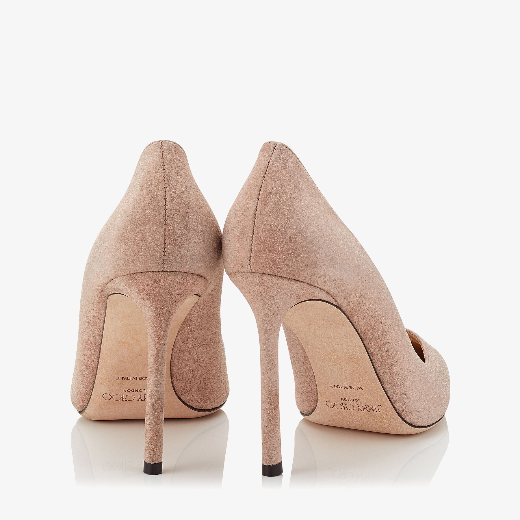 JIMMY CHOO Romy 100 Ballet Pink Suede Pointy Toe Pumps