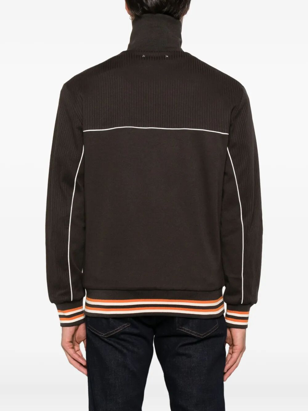 Golden Goose Men "Journey" Unisex Zipped Track Jacket Blend Cotton Flat Rib Jersey With Piping And L - 6