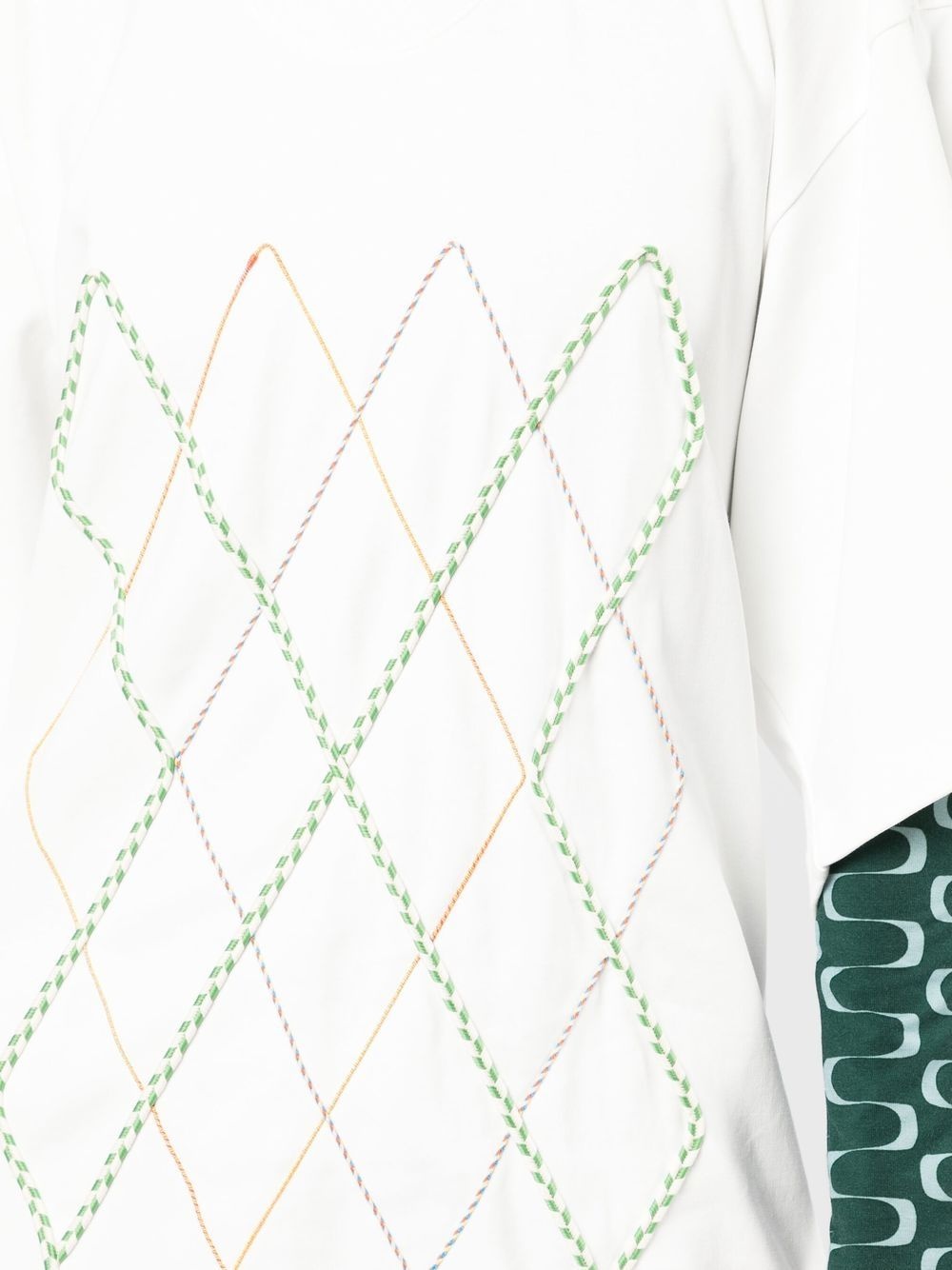 Argyle String Embroidery Oversize T-shirt - 5