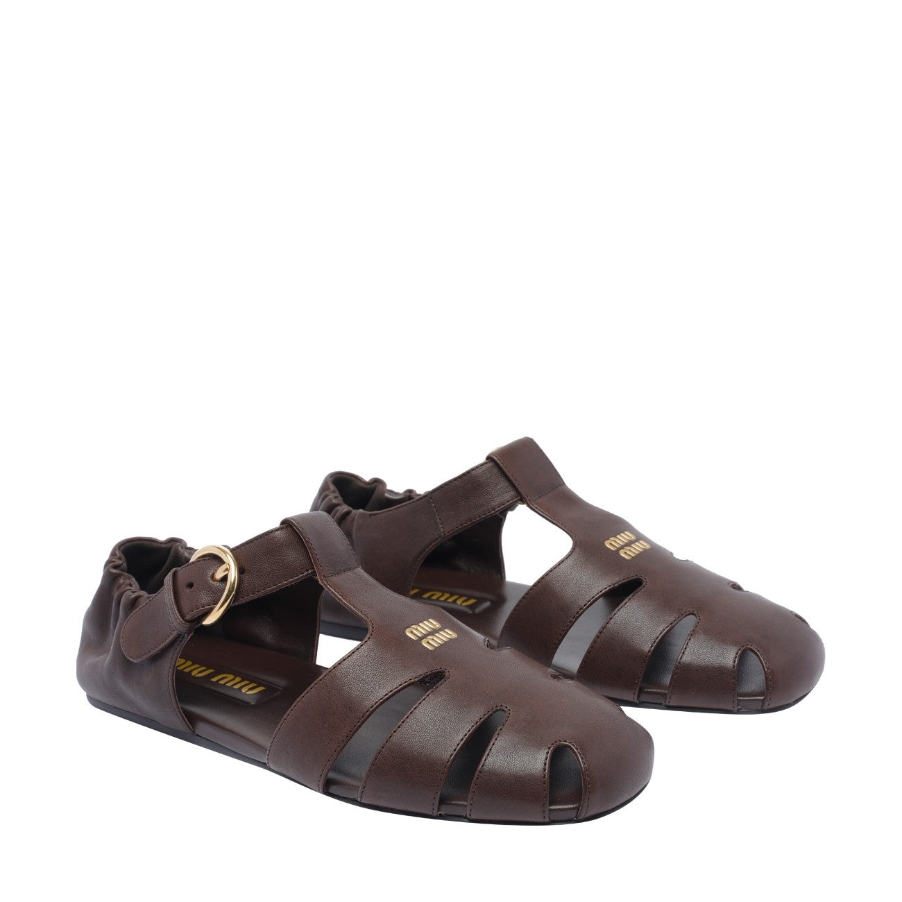 サンダル・ミュール MIU MIU LOGO RUCHES SANDALS Miu Miu Logo Ruches Sandals in White | Lyst