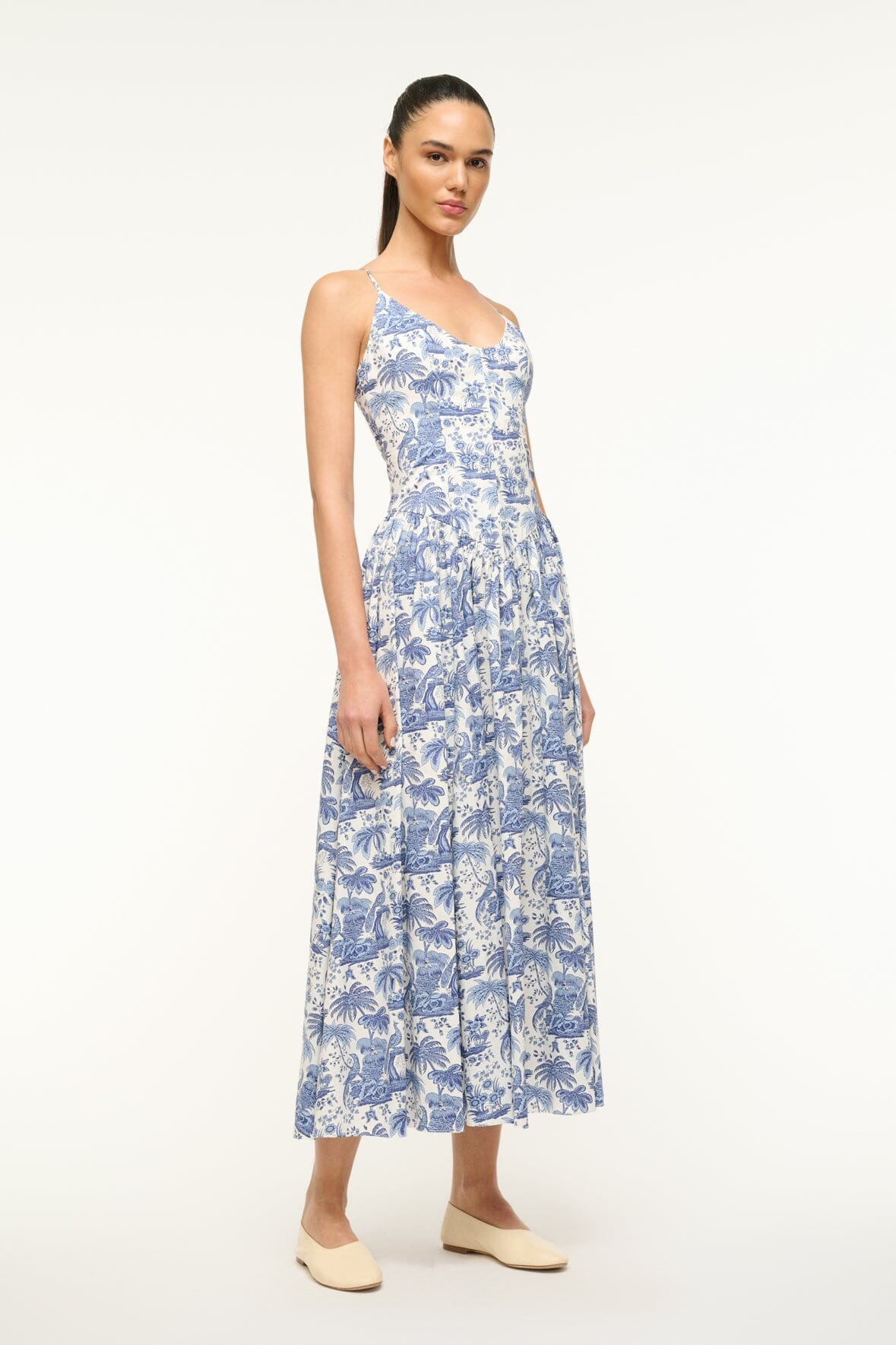 STAUD DENA DRESS BLUE TOILE - 3