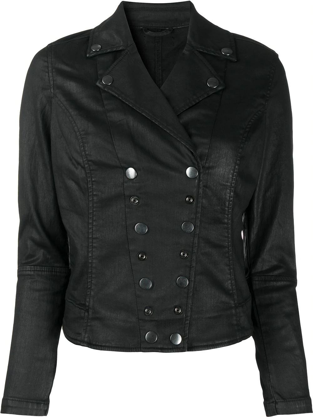 fitted cotton-leather jacket - 1