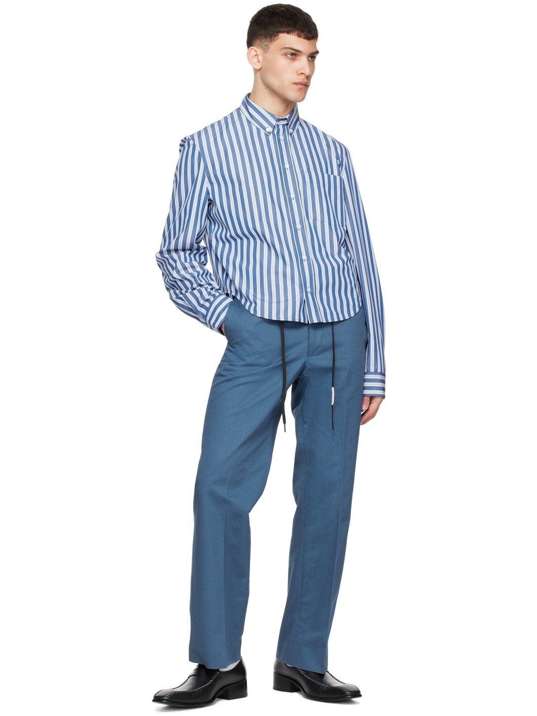 Blue Straight-Leg Trousers - 4