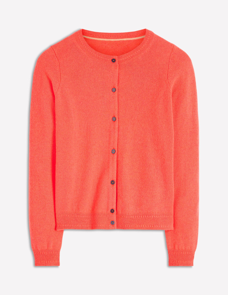 Eva Cashmere Crew Cardigan-Fiery Orange Melange 7