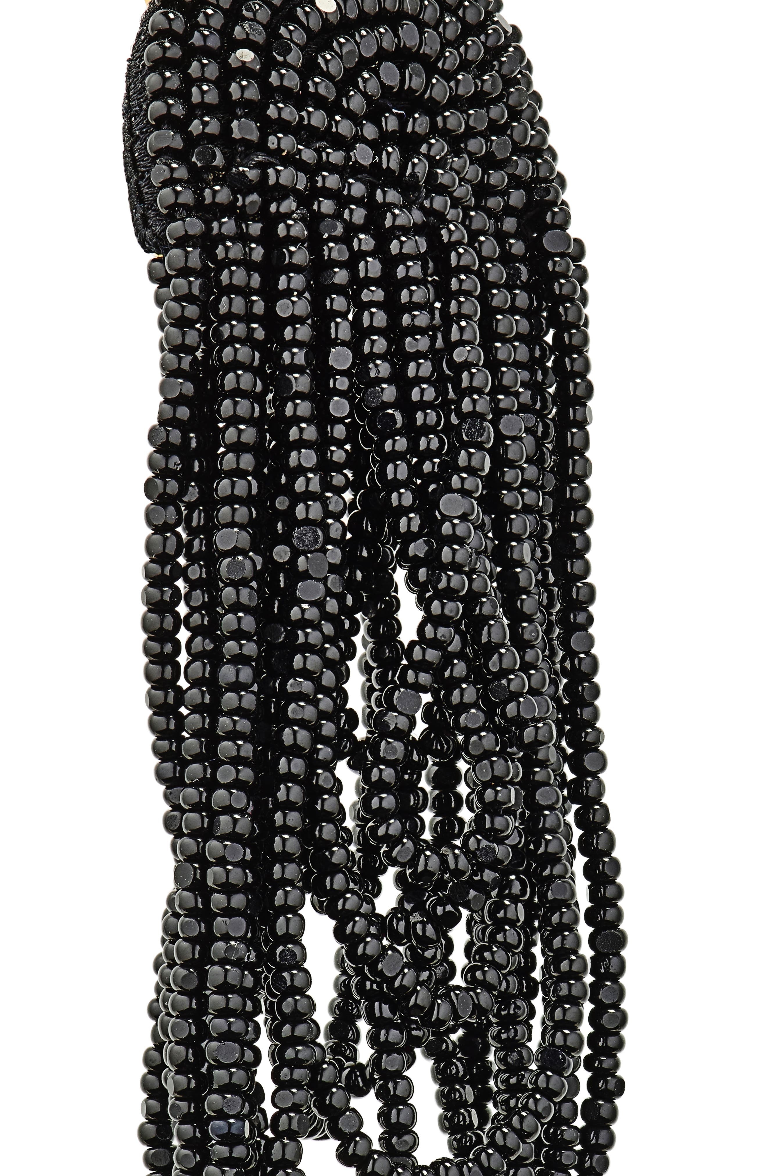 Oscar de la Renta Beaded Double Curtain Clip-On Drop Earrings in Black at Nordstrom - 7