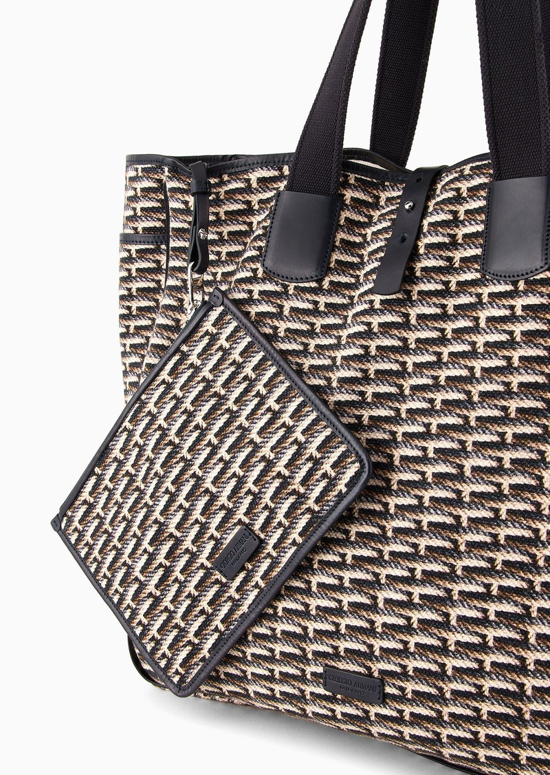 Oversized shopper bag in printed canvas 5