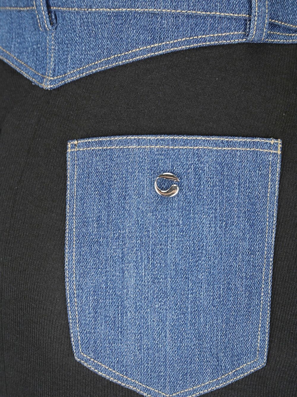 ribbed denim-trimmed skirt - 3