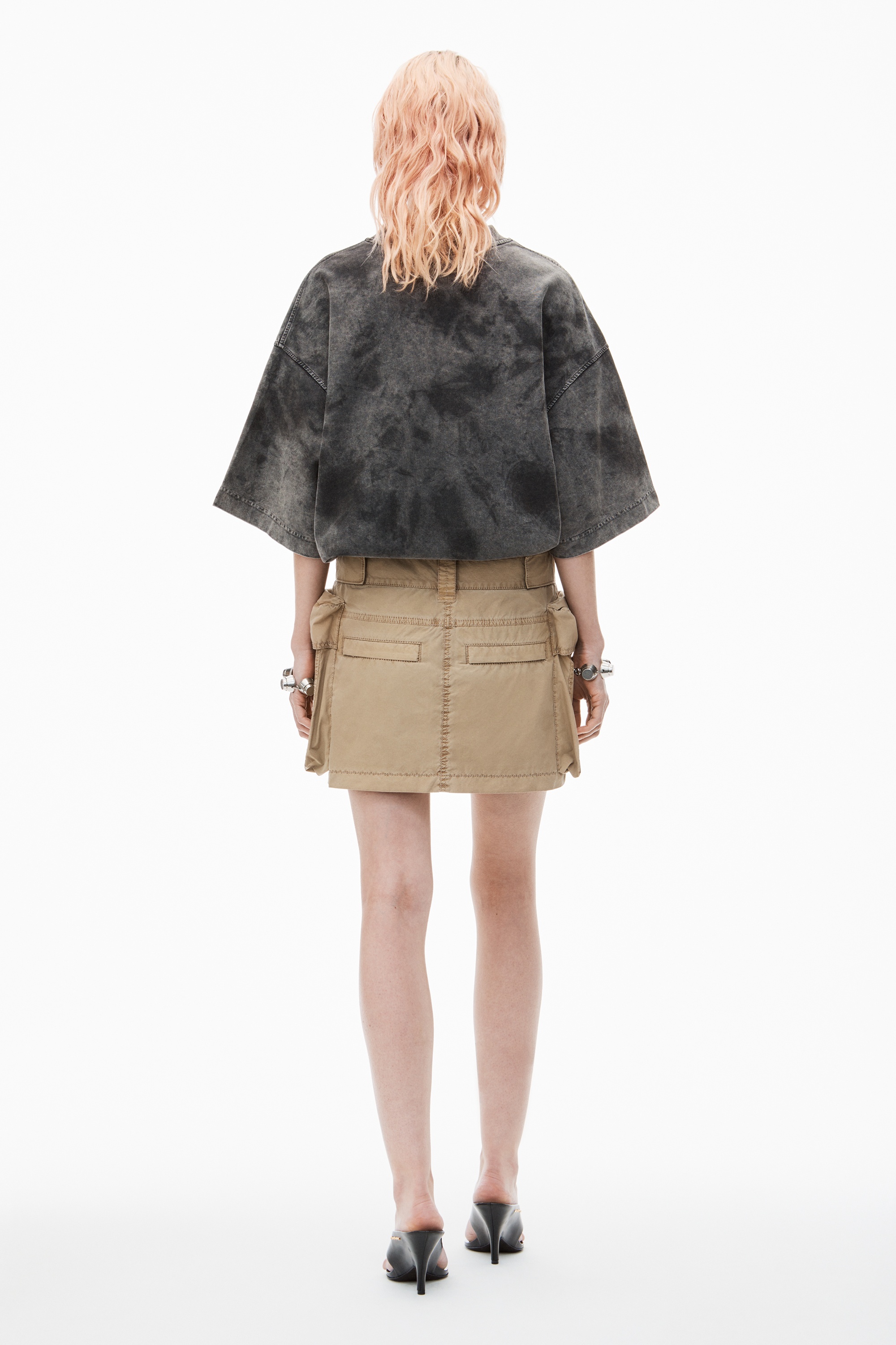 ミニスカート Alexander Wang SKIRT Mini Skirt with Pre-Styled Logo Thong in VINTAGE FADED