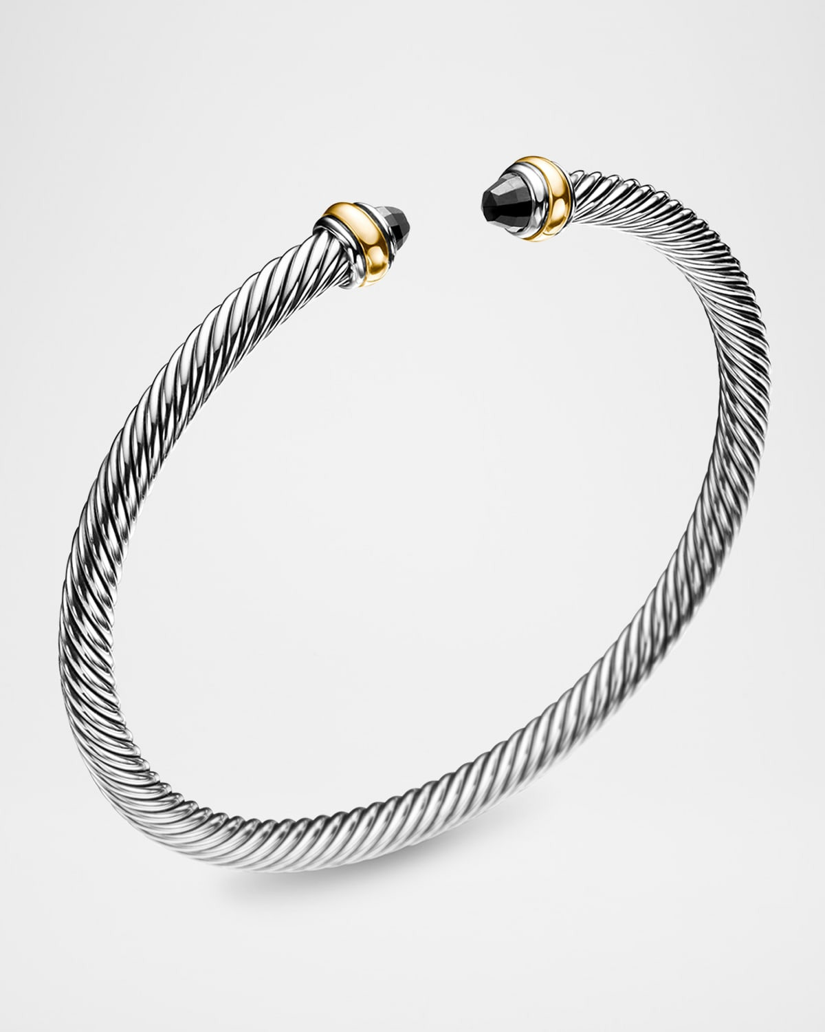 Cable Bracelet with Gemstone in Silver with 18K Gold, 4mm - 3